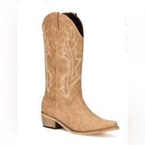 Cowboy Boots for Women Mid Calf Tan Cowgirl Boots Western Boots- size 6